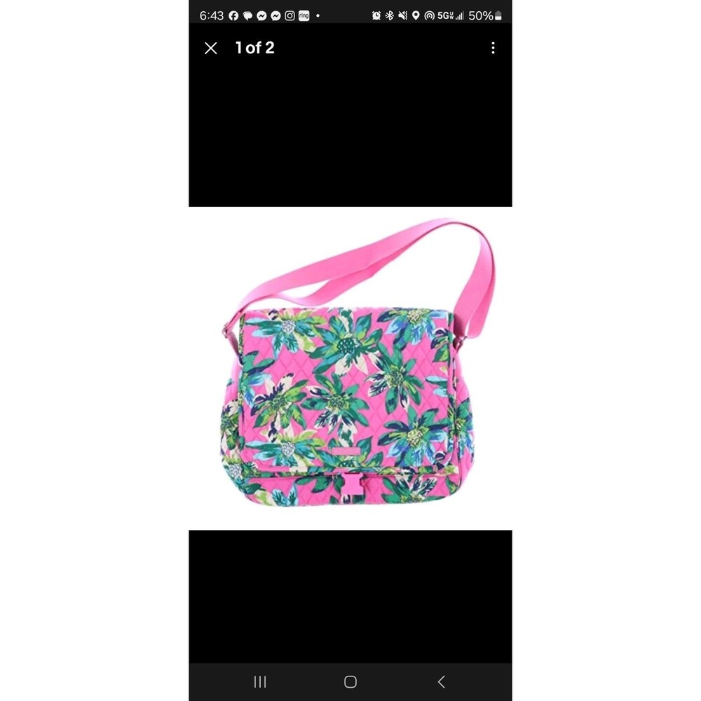 Vera Bradley Factory Style Lighten Up Messenger Bag Tropical Paradise